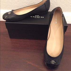 Coach black leather flats